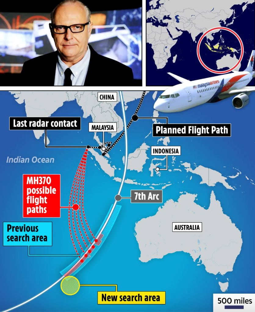 Phi công Simon Hardy tin rằng MH370 bị phi công chủ ý lao xuống biển tại địa điểm chưa bao giờ được tìm kiếm. Ảnh chụp màn hình