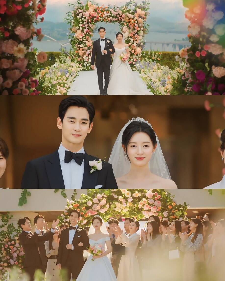 Những khoảng khắc hạnh phúc của Kim Ji Won và Kim Soo Hyun trong “Nữ hoàng nước mắt“. Ảnh: Nhà sản xuất