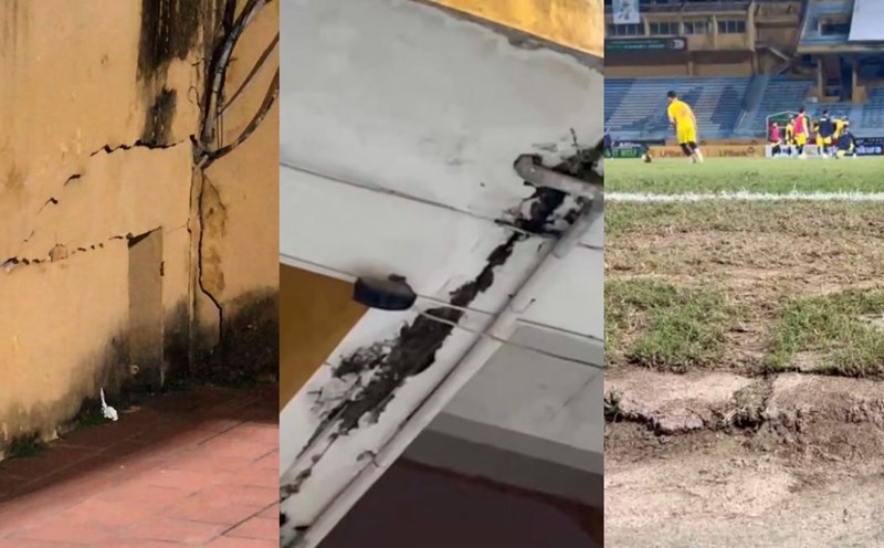 Một số hạng mục ở sân Hàng Đẫy xuống cấp. Ảnh: Hoàng Huê