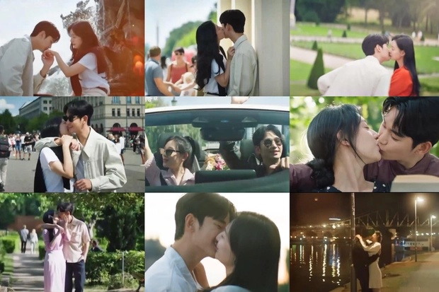 Những khoảnh khắc Kim Soo Hyun - Kim Ji Won hôn nhau ngọt ngào. Ảnh: Chụp màn hình.
