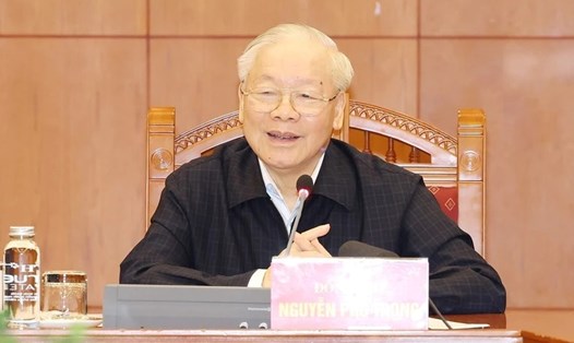 Tổng Bí thư Nguyễn Phú Trọng chủ trì phiên họp đầu tiên của Tiểu ban Nhân sự Đại hội XIV của Đảng. Ảnh: TTXVN