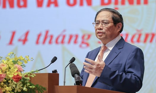 Thủ tướng Chính phủ Phạm Minh Chính phát biểu chỉ đạo tại hội nghị. Ảnh: Nhật Bắc/VGP