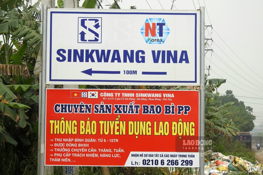 Công ty Sinkwang Vina đã đi vào hoạt động, đang tuyển dụng lao động. Ảnh: Tô Công.