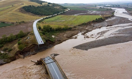 Lũ lụt ở Karditsa, Thessaly, Hy Lạp, ngày 7.9.2023. Ảnh: Xinhua