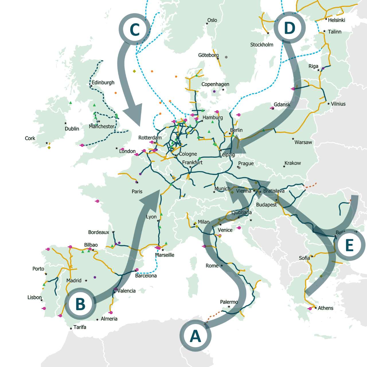 Xương sống hydro châu Âu đến năm 2030. Ảnh: ehb.eu