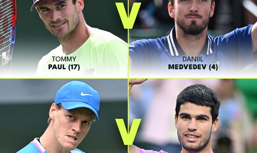 Jannik Sinner vs Carlos Alcaraz, Tommy Paul vs Daniil Medvedev là 2 trận bán kết Indian Wells 2024. Ảnh: Tennis TV