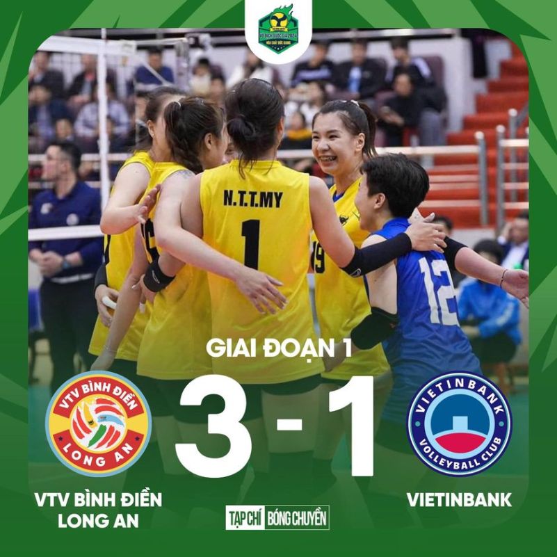 VTV Bình Điền Long An thắng 3-1 trước VietinBank. Ảnh: Tạp chí bóng chuyền