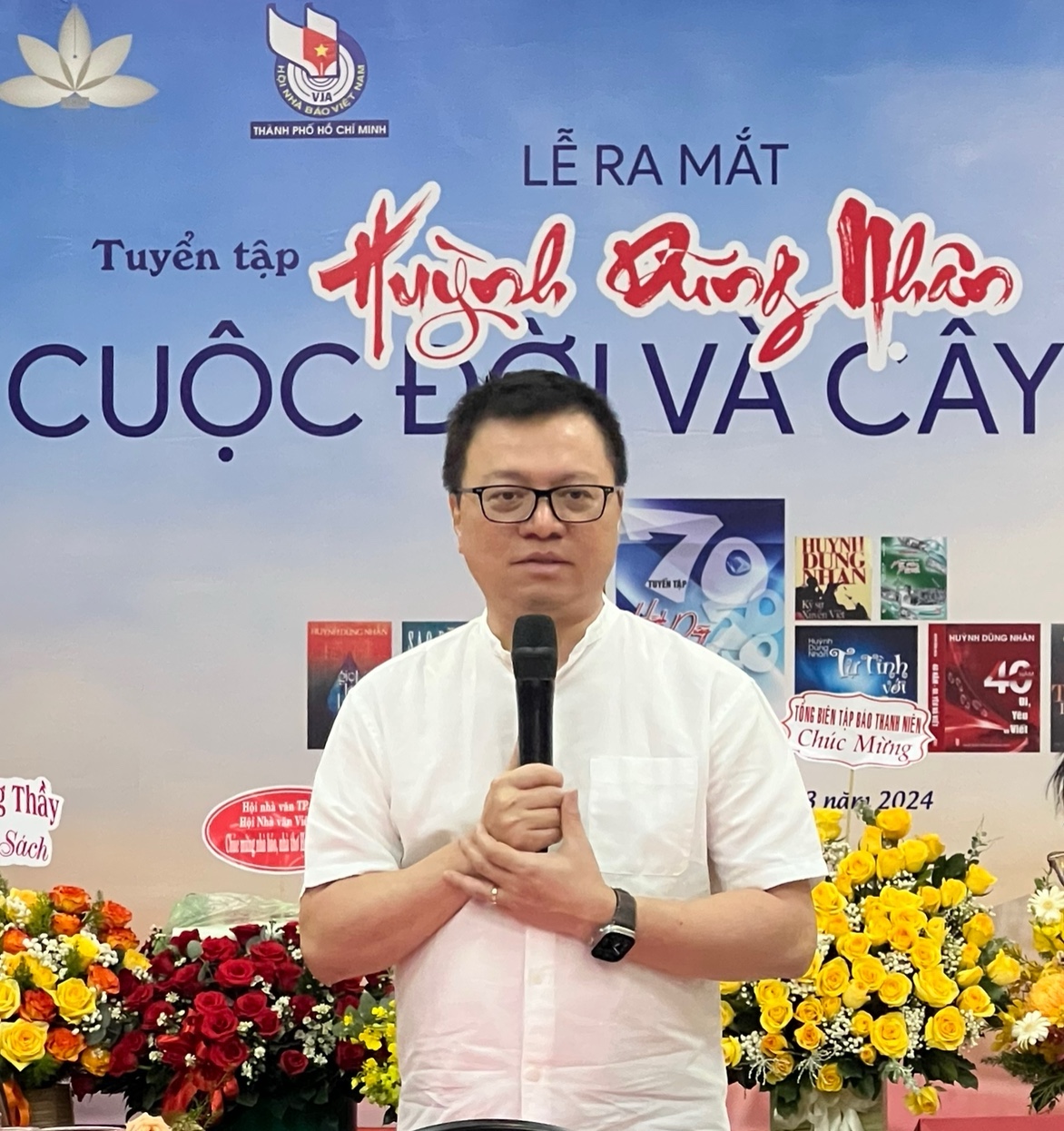 Chủ tịch Hội Nhà báo Việt Nam Lê Quốc Minh tại Hội Nhà báo TP.HCM. Ảnh: Diễm Quỳnh