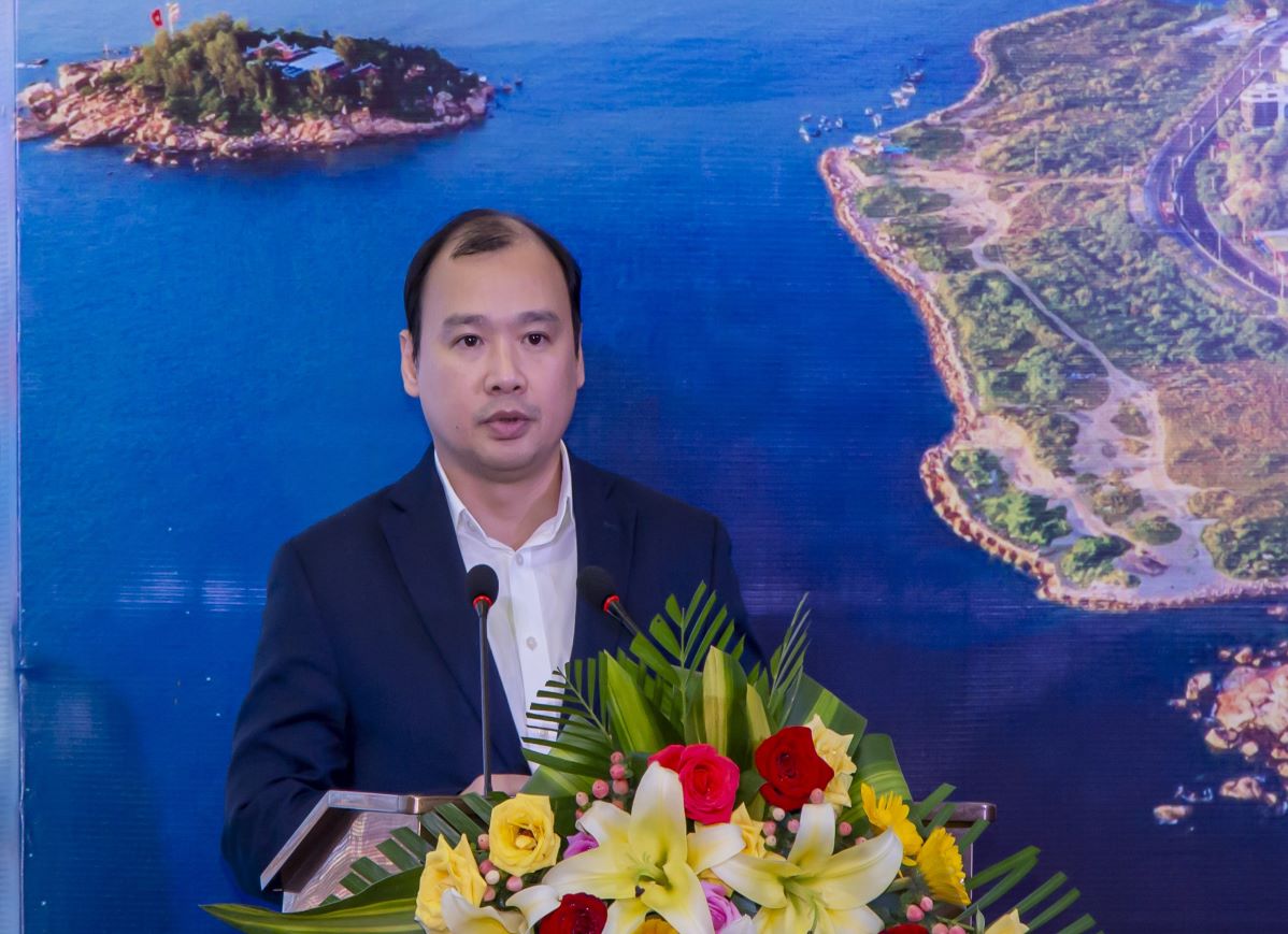Ông Lê Hải Bình - Phó Trưởng Ban Tuyên giáo Trung ương nêu chiến lược truyền thông biển đảo để mỗi người dân là một đại sứ xây dựng thành phố hạnh phúc. Ảnh: Phương Linh