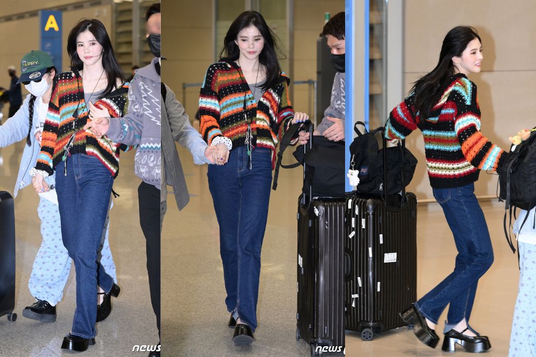 Cô đổi cổng di chuyển khi tới sân bay. Ảnh: Naver