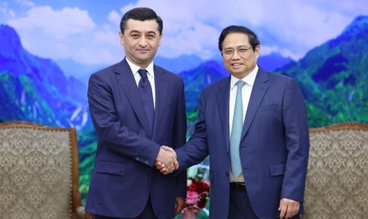  Thủ tướng Chính phủ Phạm Minh Chính tiếp Bộ trưởng Ngoại giao Uzbekistan Bakhtiyor Saidov. Ảnh: TTXVN
