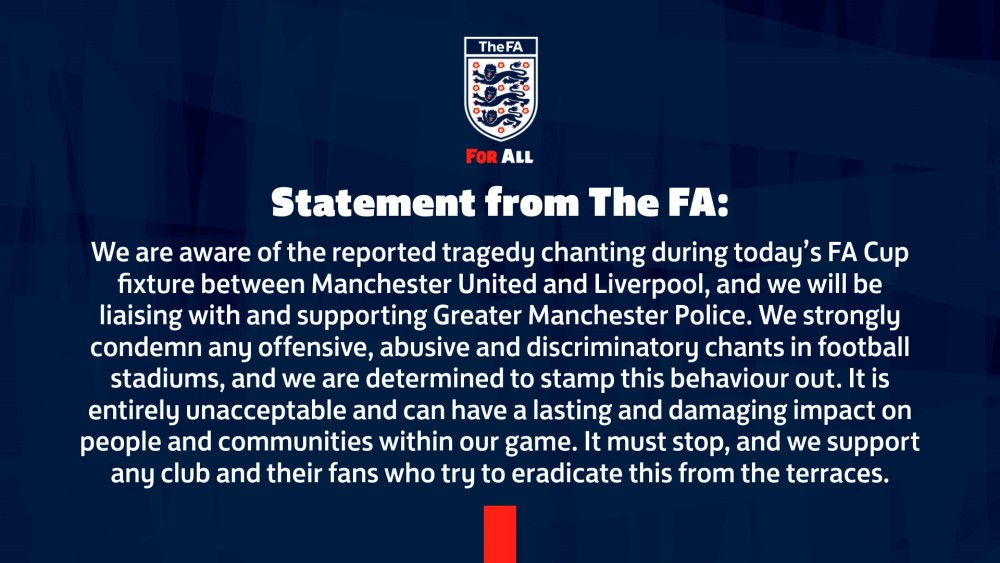 Thông điệp của Liên đoàn bóng đá Anh. Ảnh: FA