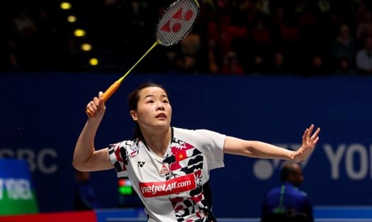 Tay vợt Nguyễn Thùy Linh tại giải cầu lông toàn Anh mở rộng 2024. Ảnh: FBNV