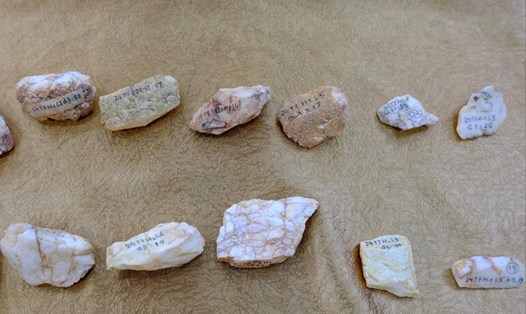 Một số hiện vật có niên đại gần 10.000 năm vừa được phát hiện tại xã Đắk Drô. Ảnh: Phan Tuấn