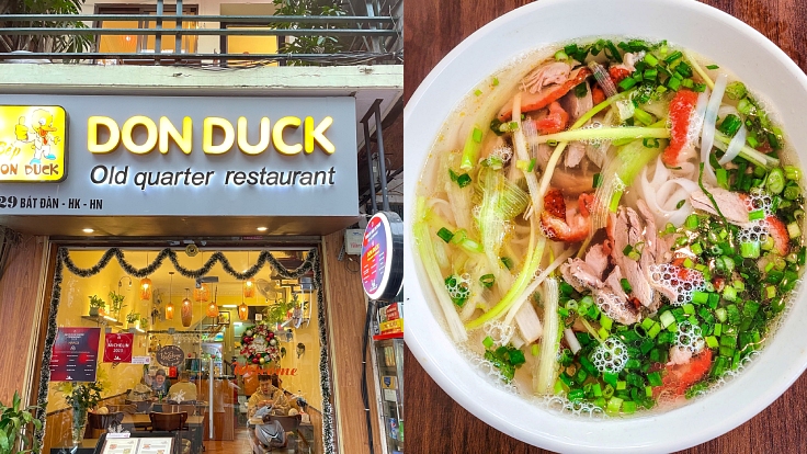 Don Duck là “thiên đường” dành cho những người yêu thích thịt vịt. Ở đây có đa dạng các món ăn chế biến từ thịt vịt như vịt quay Bắc Kinh, lẩu vịt, bún vịt… Quán  nằm trên đường Bát Đàn, quận Hoàn Kiếm. Những món ăn tại đây có giá từ 75.000 – 250.000 đồng/đĩa, lẩu có giá từ 250.000 – 380.000 đồng/nồi. 