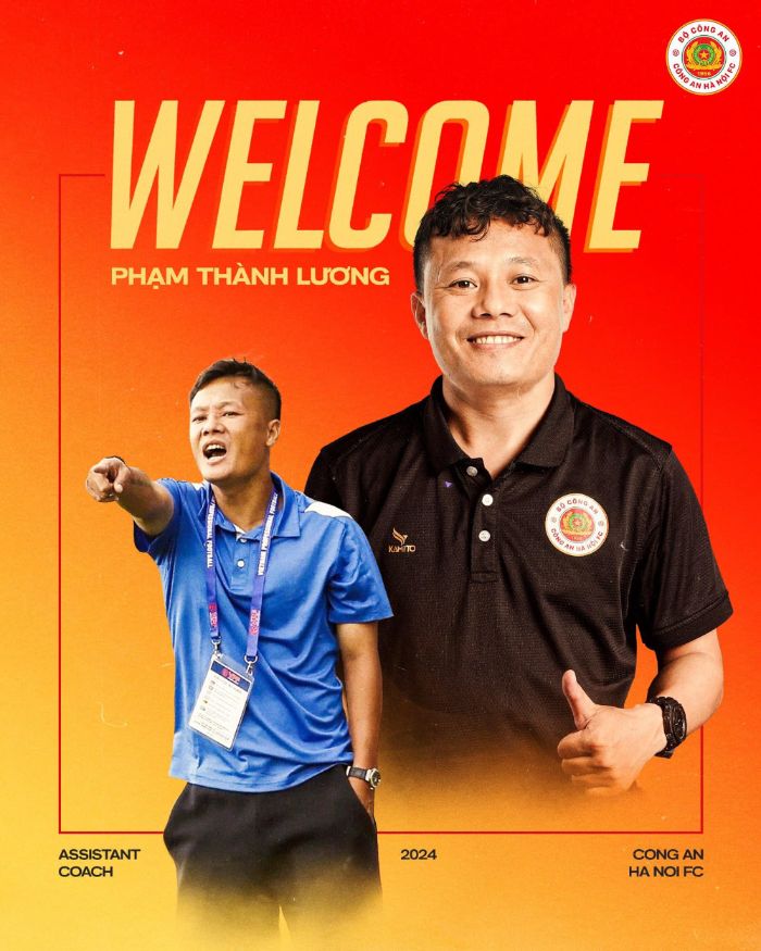 Thành Lương trở thành trợ lí huấn luyện viên đội Công an Hà Nội. Ảnh: Công an Hà Nội FC 