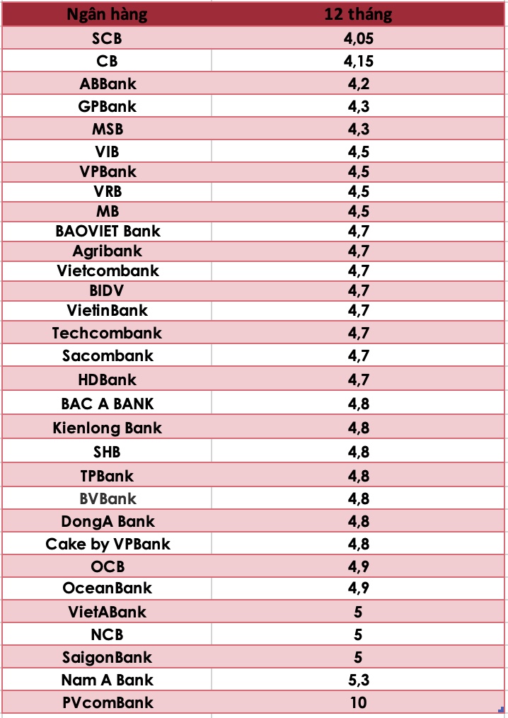 So sánh lãi suất ngân hàng cao nhất ở kỳ hạn 6 tháng. Đồ hoạ Trà My
