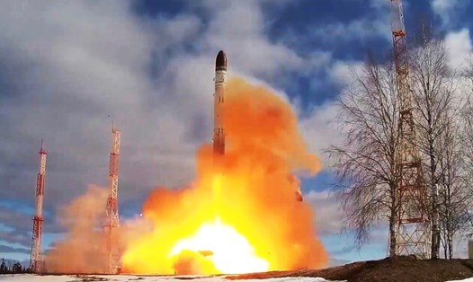 Nga phóng thử tên lửa đạn đạo liên lục địa Sarmat. Ảnh: Bộ Quốc phòng Nga 