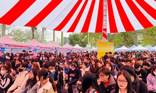 Hàng nghìn thanh niên tham gia “Festival tuyển dụng chuyên đề Tháng Thanh niên năm 2024”. Ảnh: Hạnh An.