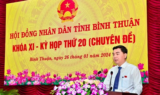 Ông Nguyễn Hoài Anh phát biểu tại kỳ họp thứ 20 HĐND tỉnh Bình Thuận khóa XI. Ảnh: VGP