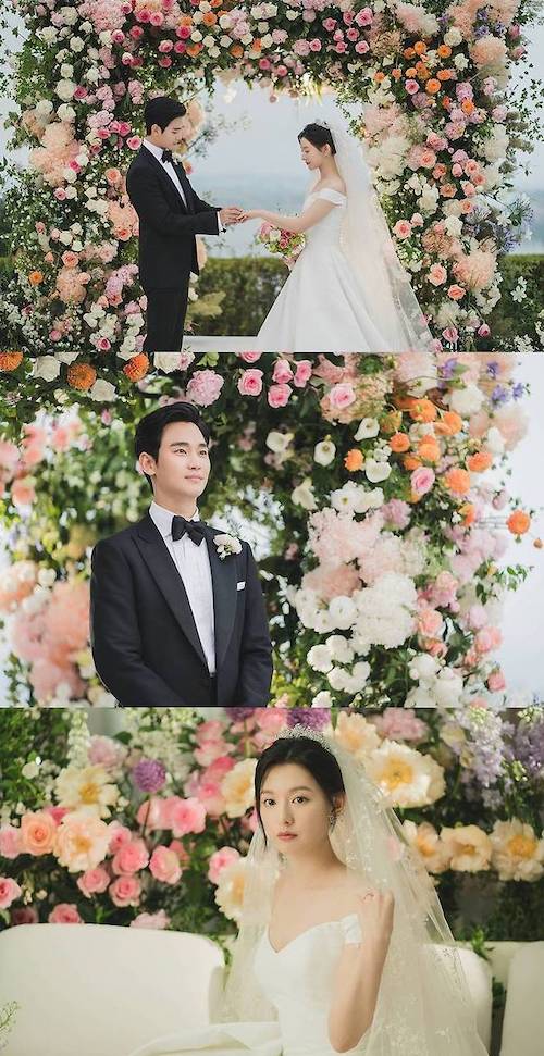 Bối cảnh đám cưới trong phim “Nữ hoàng nước mắt” giống với đám cưới của Hyun Bin và Son Ye Jin. Ảnh: Daum