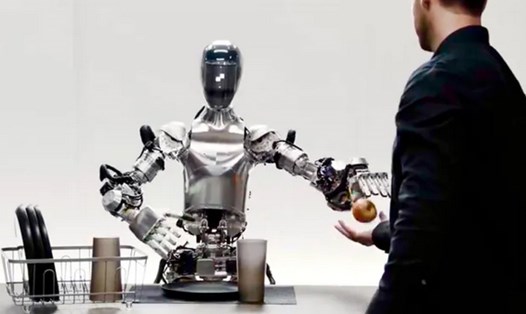 Quảng cáo robot hình người của Figure AI thử nghiệm trong môi trường tối giản. Ảnh: Figure AI.