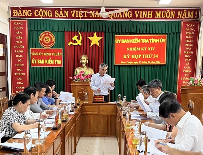 Ủy ban Kiểm tra Tỉnh ủy Bình Thuận tổ chức kỳ họp lần thứ 34. Ảnh: UBKT Tỉnh ủy 