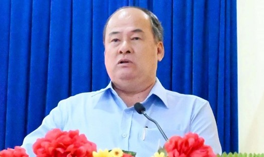 Ông Nguyễn Thanh Bình khi còn giữ chức Chủ tịch UBND tỉnh An Giang (nhiệm kỳ 2021-2026). Ảnh: Công Mạo/TTXVN