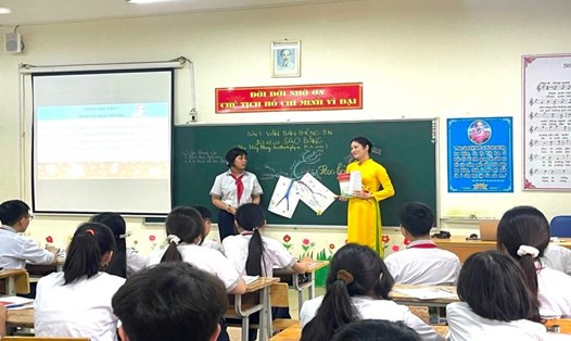 Một giờ học của học sinh Trường THCS Đại Thịnh (huyện Mê Linh, Hà Nội). 
Ảnh: Thống Nhất