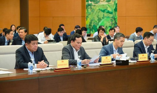 Phó Thủ tướng Chính phủ Trần Lưu Quang và các đại biểu tại cuộc làm việc. Ảnh: Trọng Quỳnh/VPQH