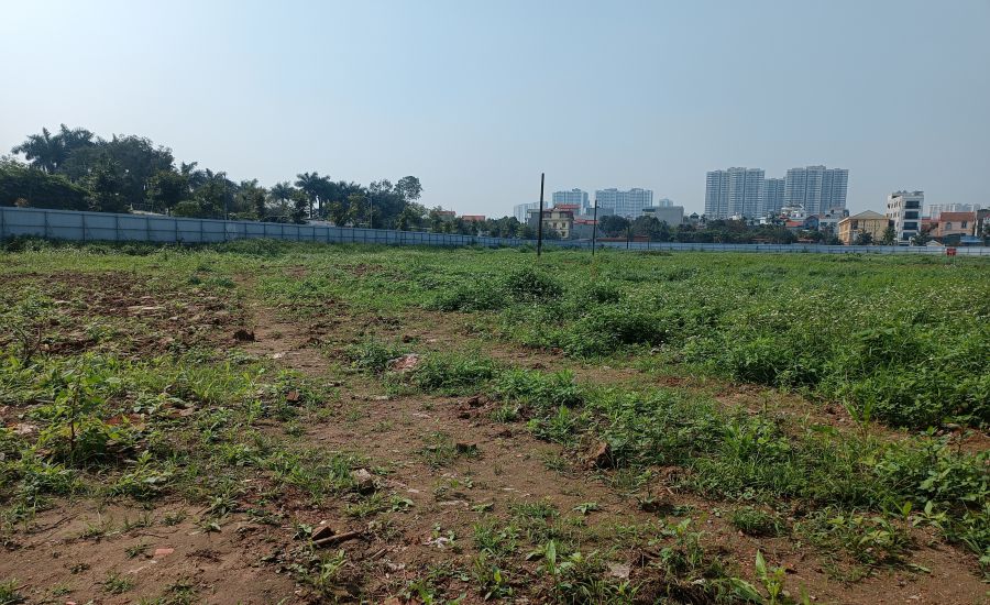 Hơn 1 thập kỷ qua, Dự án Làng Giáo dục quốc tế (Hà Nội) vẫn chỉ là bãi đất trống mọc đầy cỏ dại, xung quanh được quây tôn kín mít. Ảnh: Thu Giang