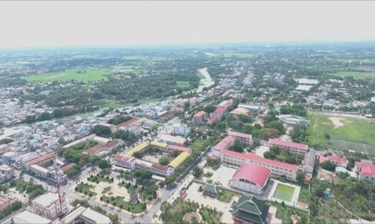 Đô thị thị xã Gò Công (Tiền Giang) nhìn từ trên cao. Ảnh: Trần Liêm

