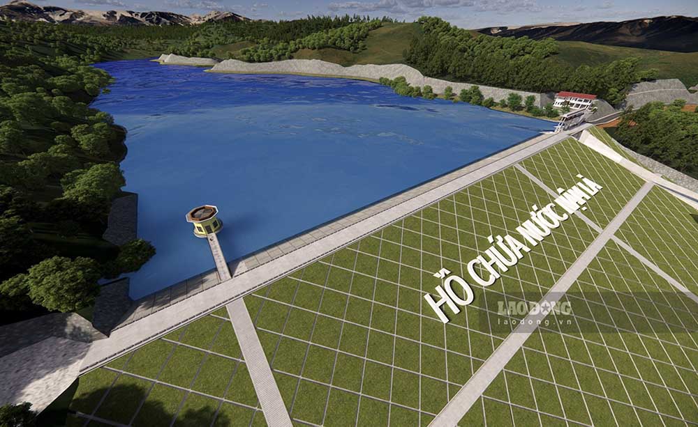 Hồ chứa nước Nậm Là sau khi hoàn thành sẽ cung cấp nước tưới và tạo nguồn cho khoảng 1.800ha đất nông nghiệp. Ảnh: BQLDA cung cấp