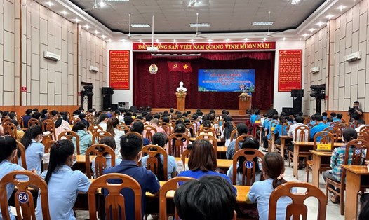 Lễ phát động Tháng Công nhân năm 2023 tại Bình Thuận. Ảnh: Duy Tuấn