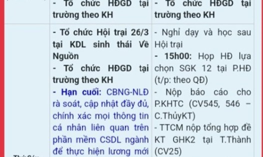 Kế hoạch hội trại của Trường THPT Đặng Trần Côn. Ảnh: Phúc Đạt