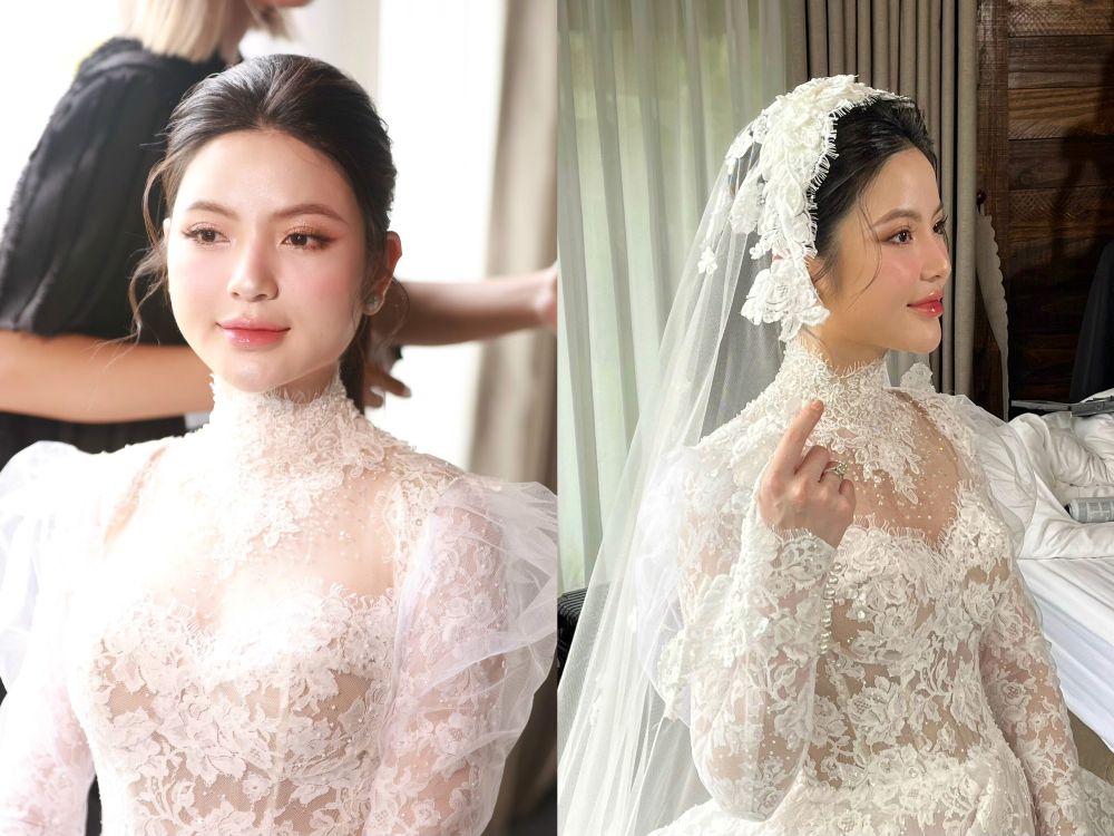 Cô dâu Chu Thanh Huyền xinh đẹp trong bộ váy cưới cổ điển. Ảnh: Minh Phong
