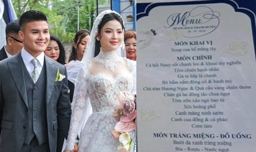 Thực đơn tiệc cưới của Quang Hải. Ảnh: Minh Phong