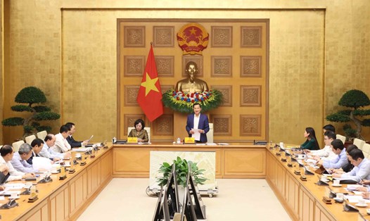 Phó Thủ tướng Chính phủ Lê Minh Khái chủ trì cuộc họp Hội đồng Tư vấn chính sách tài chính, tiền tệ quốc gia. Ảnh VGP