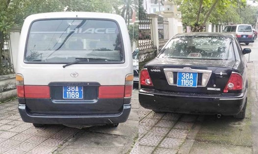 2 xe ôtô biển số xanh giống nhau tại Hà Tĩnh. Ảnh: Tùng Tuấn