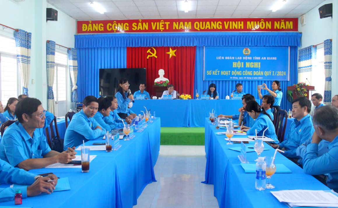 Quang cảnh Hội nghị sơ kết hoạt động Công đoàn Quý I.2024 của LĐLĐ tỉnh An Giang. Ảnh: Lâm Điền