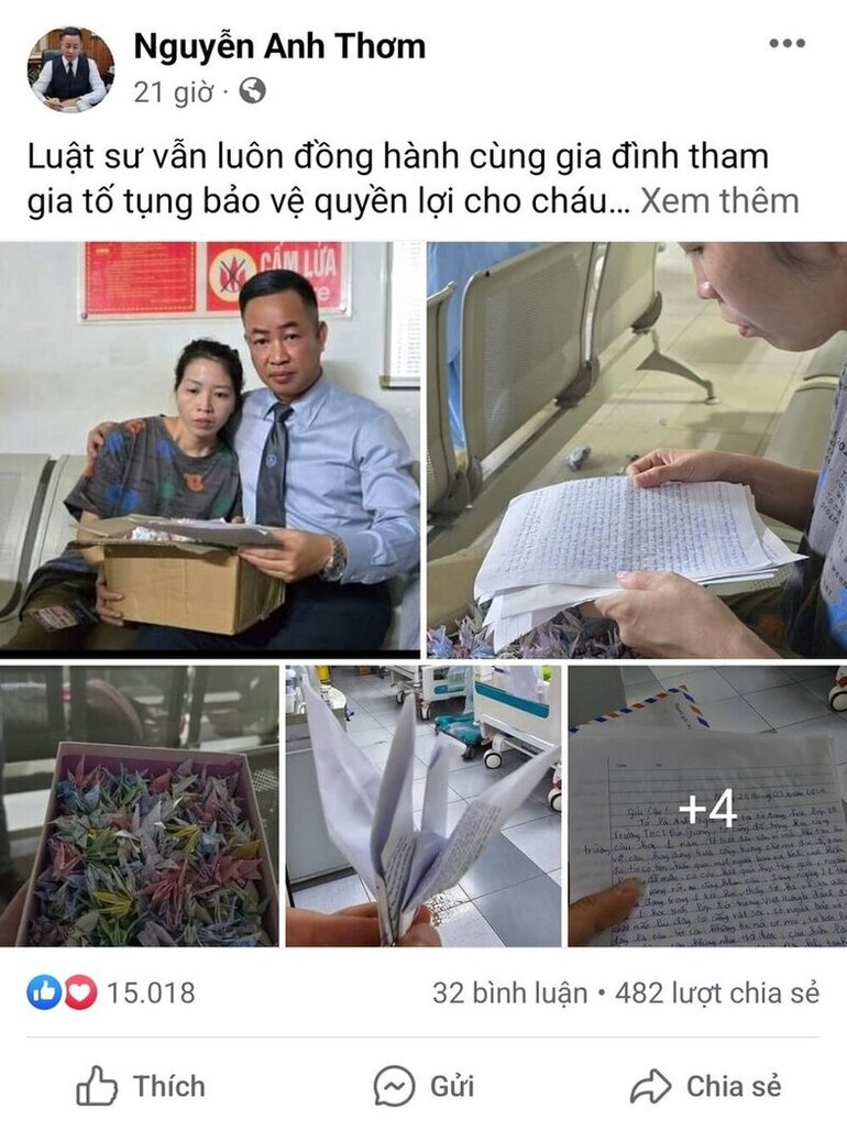Các bài đăng của Luật sư Thơm chia sẻ trên trang cá nhân Facebook thu hút hàng chục nghìn lượt thích, hàng trăm lượt chia sẻ. Ảnh: Facebook.
