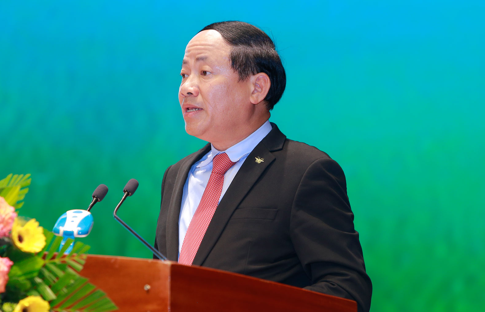 Chủ tịch UBND tỉnh Bình Định Phạm Anh Tuấn giới thiệu tiềm năng, thế mạnh địa phương. Ảnh: Sở TTTT Bình Định.