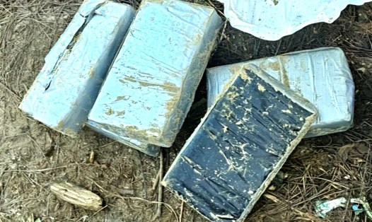 Những gói nghi đựng ma túy trôi dạt vào bãi biển Vũng Tàu. Ảnh: NDCC