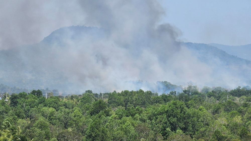 Đám cháy lớn vào ngày 29.2 khiến khói bay lên cao lan rộng ra xung quanh. Ảnh: Xuân Nhi