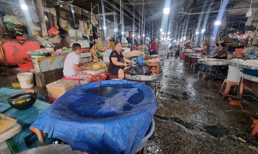 Gần nửa tháng qua sức mua thực phẩm tươi sống giảm gần 50%, nhiều tiểu thương tại các chợ truyền thống ở tỉnh Vĩnh Long ngưng bán. Ảnh: Hoàng Lộc