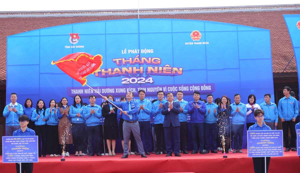 Tỉnh đoàn Hải Dương tổ chức phát động Tháng Thanh niên năm 2024. Ảnh: Cổng TTĐT tỉnh Hải Dương