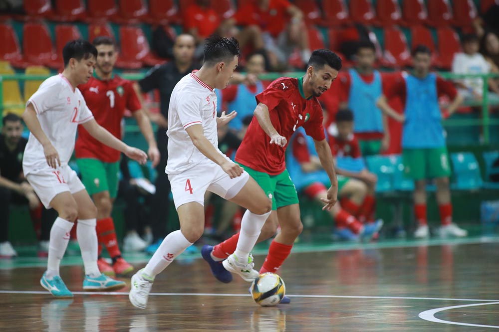 Tuyển futsal Việt Nam nhập cuộc tự tin trước Maroc. Ảnh: VFF