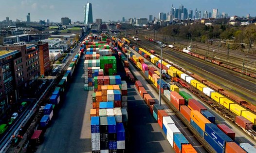 Container ở cảng Frankfurt, ngày 21.3.2024. Ảnh: AP