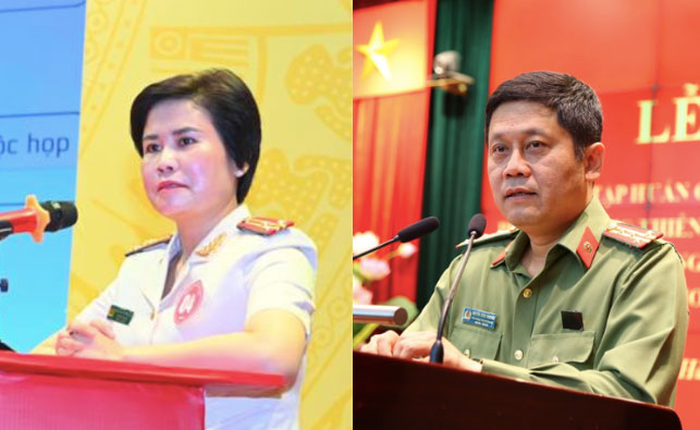 Hai Phó Chánh Văn phòng Bộ Công an Nguyễn Hồng Nguyên và Nguyễn Thị Phương được đề xuất tặng danh hiệu "Chiến sĩ thi đua toàn quốc". Ảnh: Bộ Công an và CAT Hòa Bình