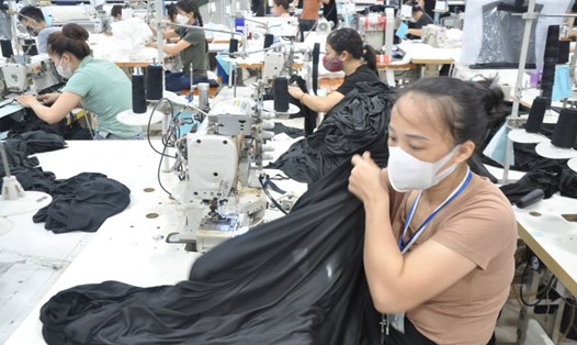 Công nhân làm việc trong một doanh nghiệp may mặc của tỉnh Bắc Giang. Ảnh: Bảo Hân